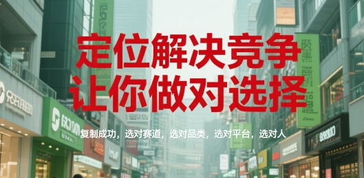 定位解决竞争，让你做对选择，复制成功，选对赛道，选对品类，选对平台，选对人-青年网赚