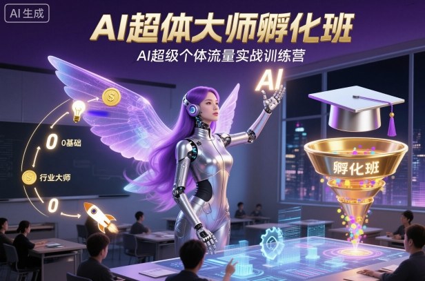 AI超体大师孵化班，AI超级个体流量实战训练营-青年网赚