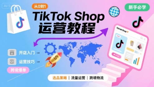 TikTok Shop从0到1运营教程，TikTok跨境电商新手必学课程-青年网赚