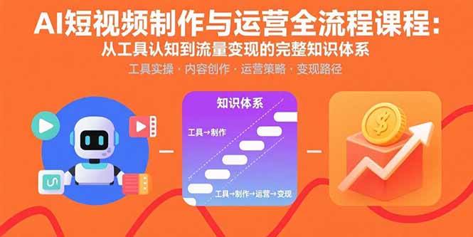 AI短视频制作与运营全流程课程：从工具认知到流量变现的完整知识体系-青年网赚
