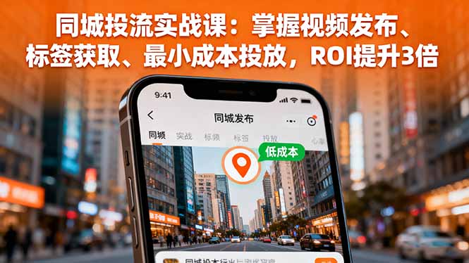 同城投流实战课：掌握视频发布、标签获取、最小成本投放，ROI提升3倍-青年网赚