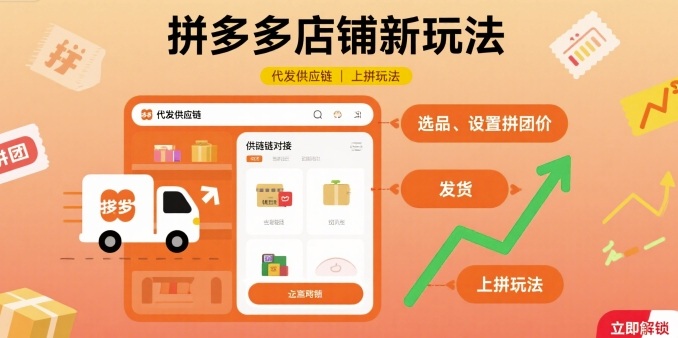 拼多多店铺新玩法，代发供应链上拼玩法-青年网赚
