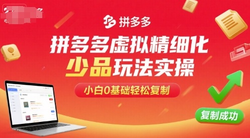 拼多多虚拟精细化少品玩法实操，小白0基础轻松复制-青年网赚