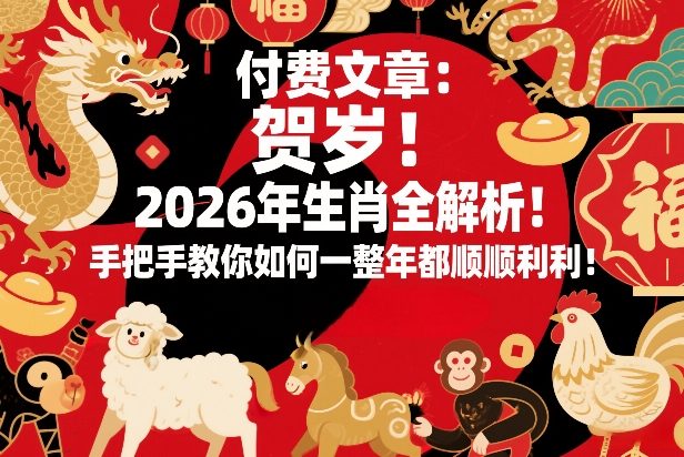 付费文章：贺岁！2026年生肖全解析！手把手教你如何一整年都顺顺利利！-青年网赚