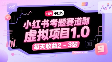 小红书考题赛道虚拟项目1.0，项目操作简单，每天收益2-3张-青年网赚