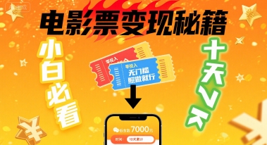 小白必看！卖电影票项目，零投入无门槛谁都能做，十天到手 7k，照做就行【揭秘】-青年网赚