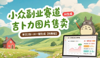 小众副业赛道 吉卜力图片售卖 单日2张+ AI一键生成【附教程】-青年网赚