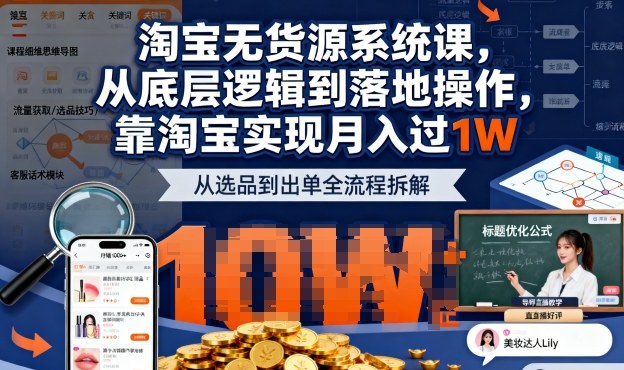 2025最新淘宝无货源系统课，从底层逻辑到落地操作，靠淘宝实现月入过1W-青年网赚
