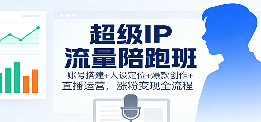 超级IP流量陪跑班：账号搭建+人设定位+爆款创作+直播运营，涨粉变现全流程-青年网赚