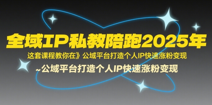 全域IP私教陪跑2025年，这套课程教你在公域平台打造个人IP快速涨粉变现-青年网赚