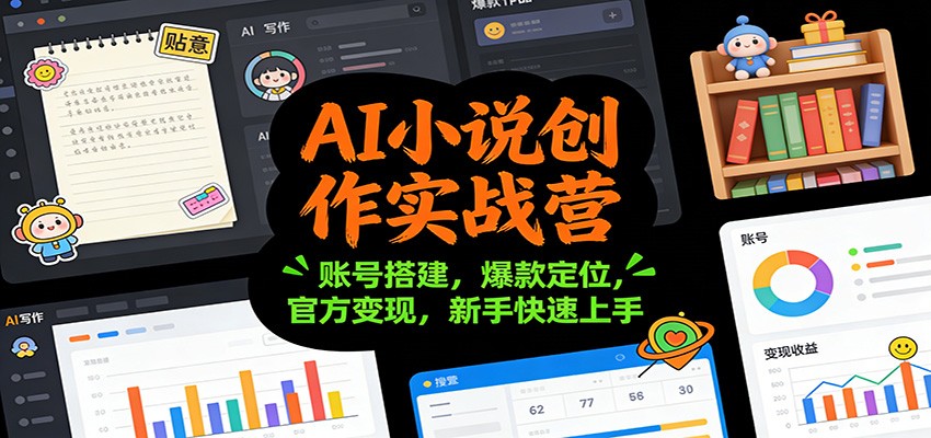 AI小说创作实战营：账号搭建，爆款定位，官方变现，新手快速上手-青年网赚