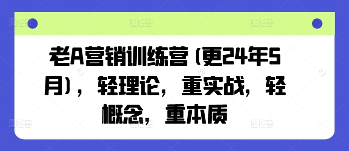 老A营销训练营(更25年7月)，轻理论，重实战，轻概念，重本质-青年网赚