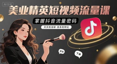 美业精英短视频流量课，掌握抖音流量密码，天天有询单，条条有转化-青年网赚