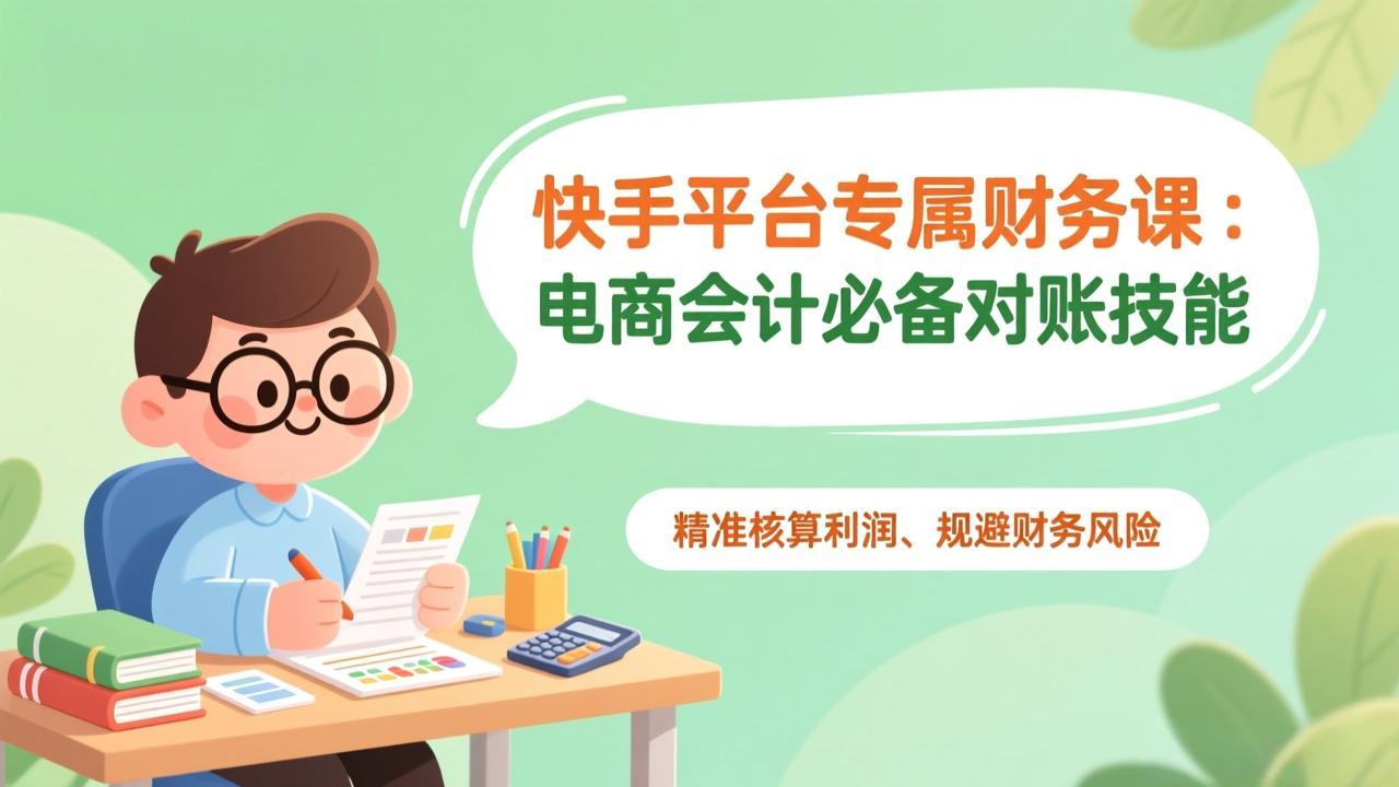 快手平台专属财务课：电商会计必备对账技能，精准核算利润、规避财务风险-青年网赚