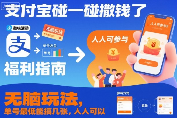支付宝碰一碰撒钱了，无脑玩法，单号最低能搞几张，人人可以撸【揭秘】-青年网赚