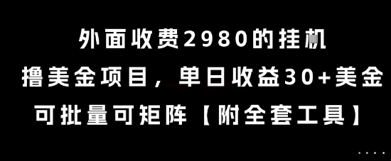 外面收费2980的挂G撸美金项目，单日收益30+美金，可批量可矩阵【揭秘】-青年网赚