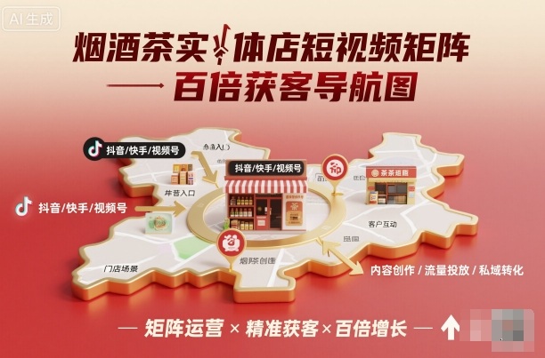 烟酒茶实体店短视频矩阵百倍获客导航图-青年网赚