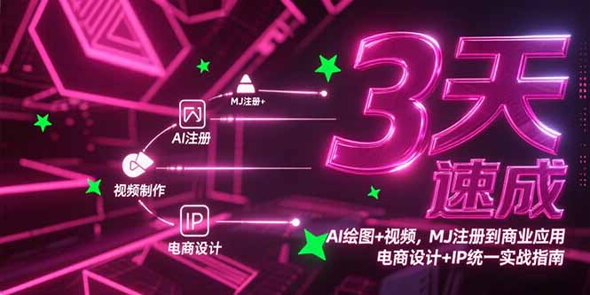 3天速成AI绘图+视频，MJ注册到商业应用，电商设计+IP统一实战指南-青年网赚