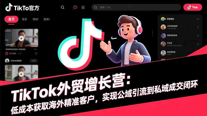 TikTok外贸增长营：低成本获取海外精准客户，实现公域引流到私域成交闭环-青年网赚