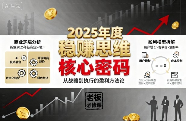 2025年度稳賺思维老板创业营，拆解2025年新商业环境下，企业实现持续盈利的核心密码-青年网赚