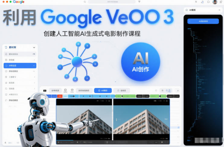 利l用Google Veo 3创建人工智能AI生成式电影制作课程，使用人工智能的力量创建令人惊叹的视频-青年网赚