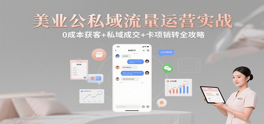 美业公私域流量运营实战：0成本获客+私域成交+卡项销转全攻略-青年网赚