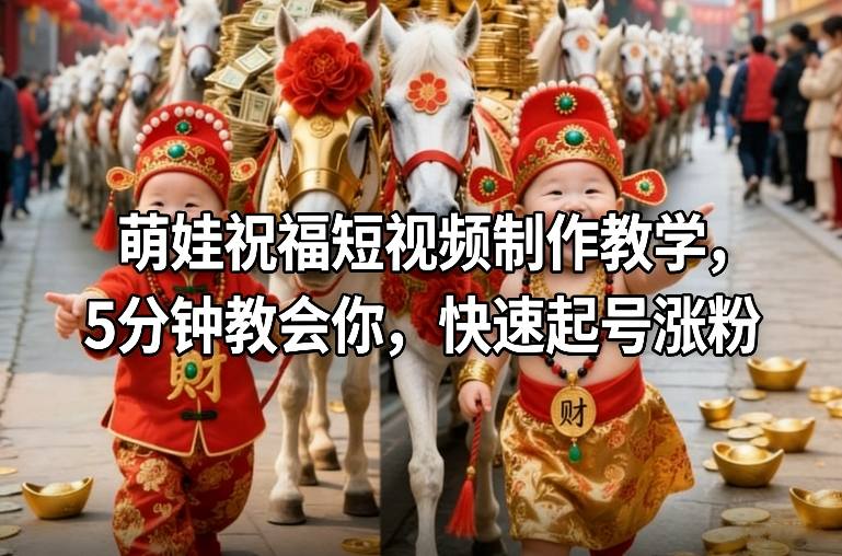 萌娃祝福短视频制作教学，5分钟教会你，快速起号涨粉-青年网赚