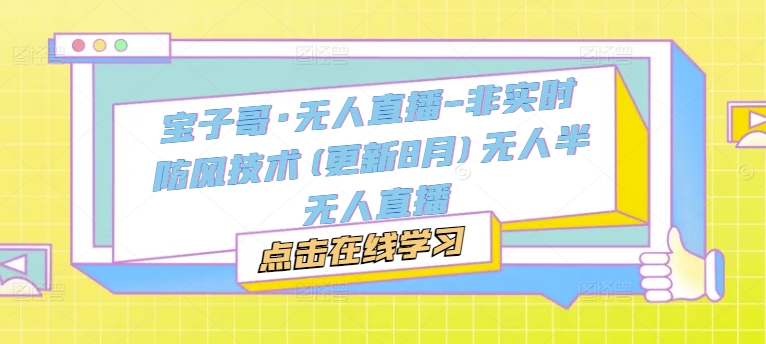 宝子哥·无人直播-非实时防风技术(更新25年7月)无人半无人直播-青年网赚
