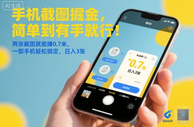 手机截图掘金，简单到有手就行！两张截图就能賺0.7米，一部手机轻松搞定，日入3张【揭秘】-青年网赚