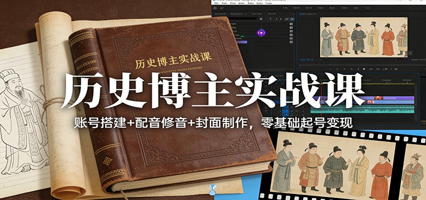 历史博主实战课:账号搭建+配音修音+封面制作,零基础起号变现-青年网赚