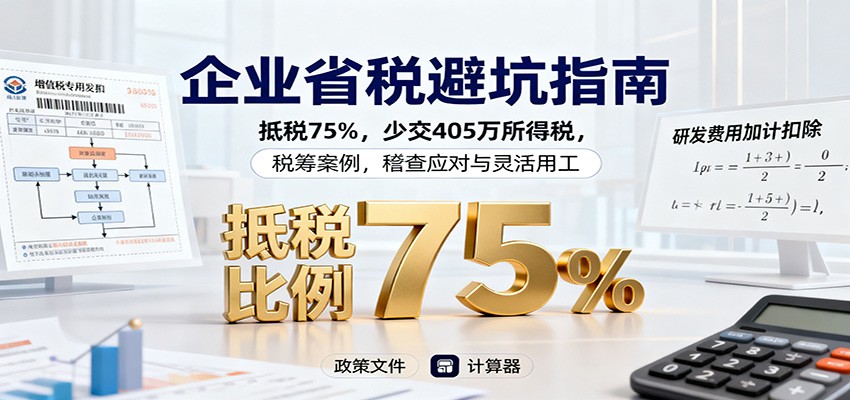 企业省税避坑指南：抵税75%，少交405万所得税，税筹案例，稽查应对与灵活用工-青年网赚