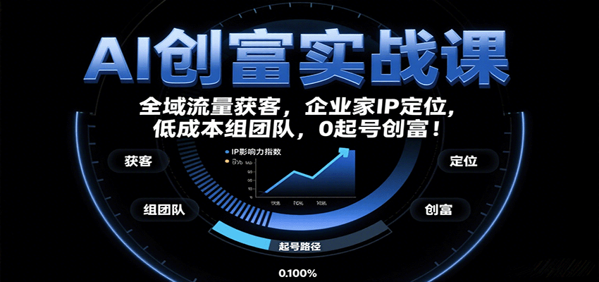 AI创富实战课：企业家IP定位，全域流量获客，低成本组团队，0起号创富！-青年网赚