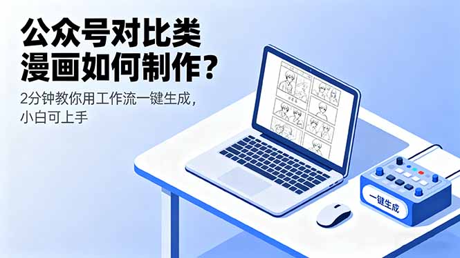公众号对比类漫画如何制作？2分钟教你用工作流一键生成，小白可上手-青年网赚