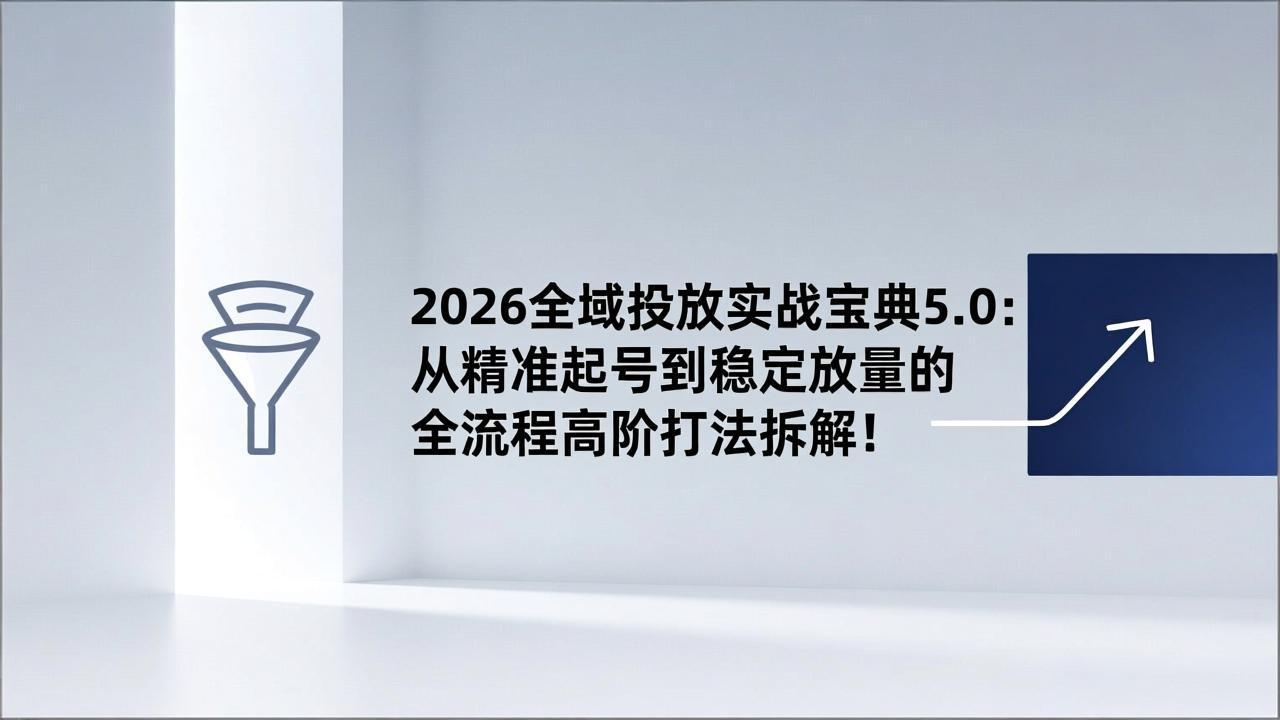 2026全域投放实战宝典5.0：从精准起号到稳定放量的全流程高阶打法拆解！-青年网赚