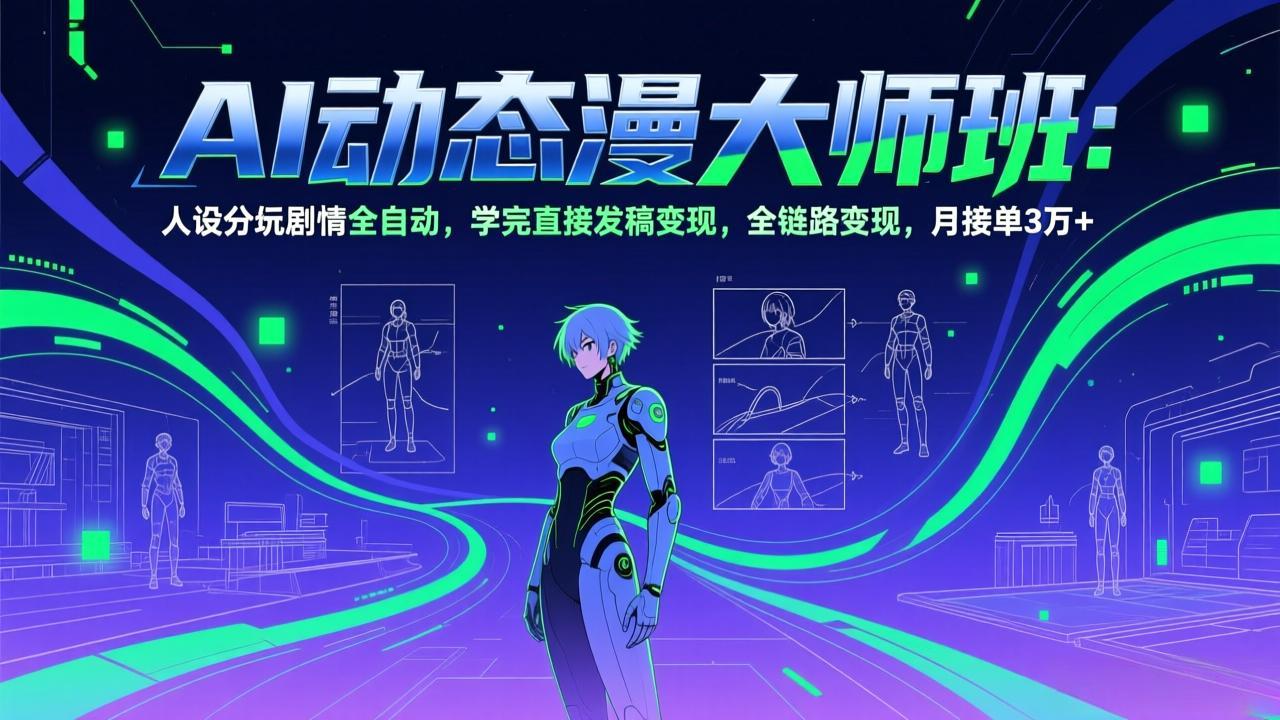 AI动态漫剧大师班：人设分镜剧情全自动，学完直接发稿变现，全链路变现，月接单3万+-青年网赚