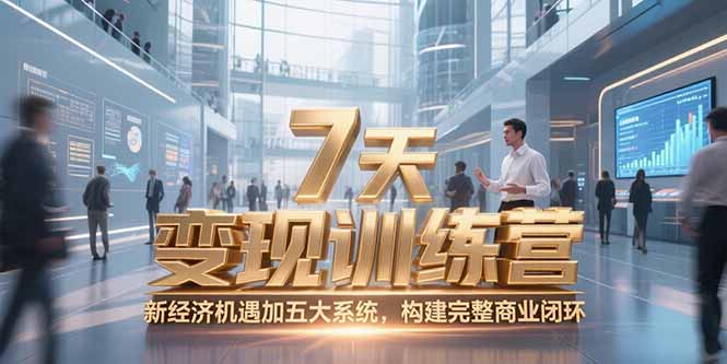 7天咨询师变现训练营，新经济机遇加五大系统，构建完整商业闭环-青年网赚