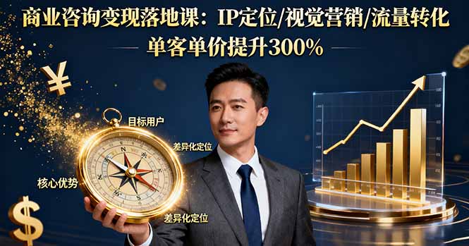 商业咨询变现落地课：IP定位/视觉营销/流量转化，单客单价提升300%-青年网赚