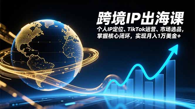 跨境IP出海课，个人IP定位、TikTok运营、市场选品，掌握核心闭环，实现月入1万美金+-青年网赚
