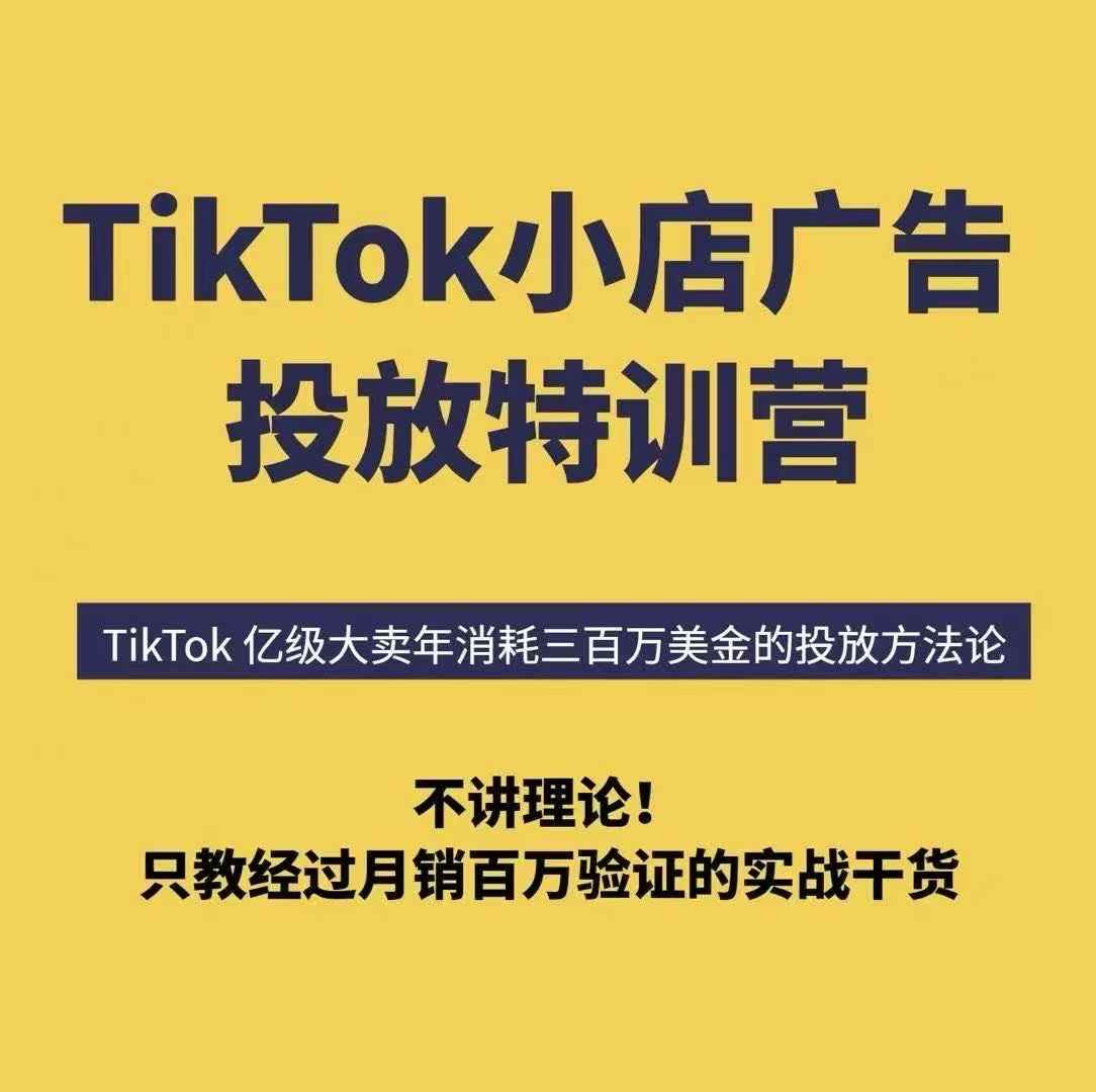 TikTok小店广告投放特训营，6天破局计划专治各种“投不动”，教你经过月销百万验证的实战干货-青年网赚
