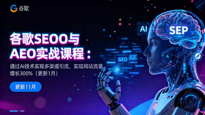 谷歌SEO与AEO实战课程：通过AI技术实现多渠道引流，实现网站流量增长300%-青年网赚