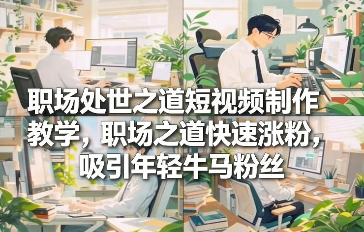 职场处世之道短视频制作教学，职场之道快速涨粉，吸引年轻牛马粉丝-青年网赚