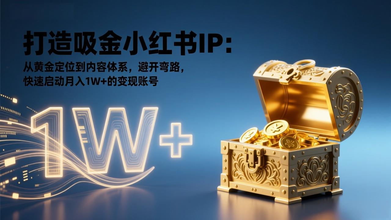打造吸金小红书IP:从黄金定位到内容体系,避开弯路,快速启动月入1W+的变现账号-青年网赚