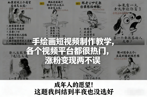 手绘画短视频制作教学,各个视频平台都很热门,涨粉变现两不误-青年网赚