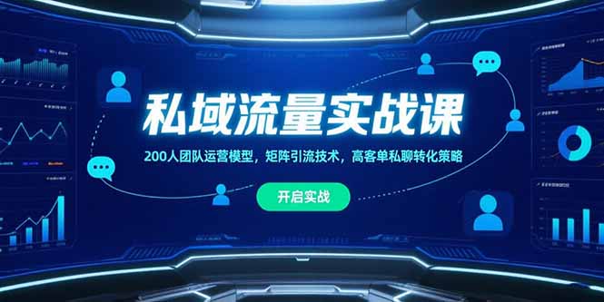 私域流量实战课，200人团队运营模型，矩阵引流技术，高客单私聊转化策略-青年网赚