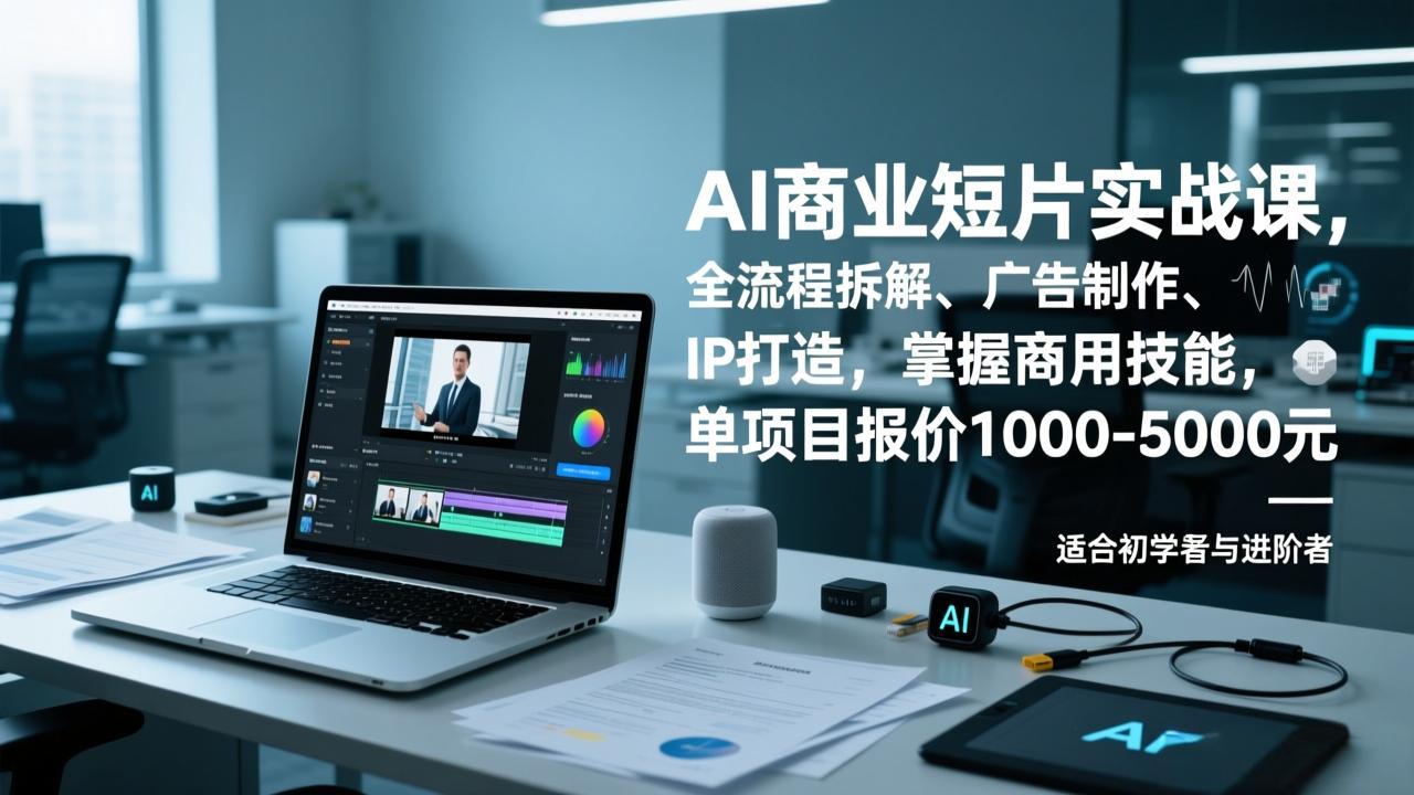 AI商业短片实战课，全流程拆解、广告制作、IP打造，掌握商用技能，单项目报价1000-5000元-青年网赚