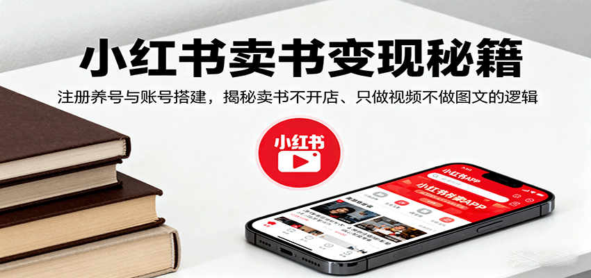 小红书卖书变现秘籍，注册养号与账号搭建，揭秘卖书不开店、只做视频不做图文的逻辑-青年网赚