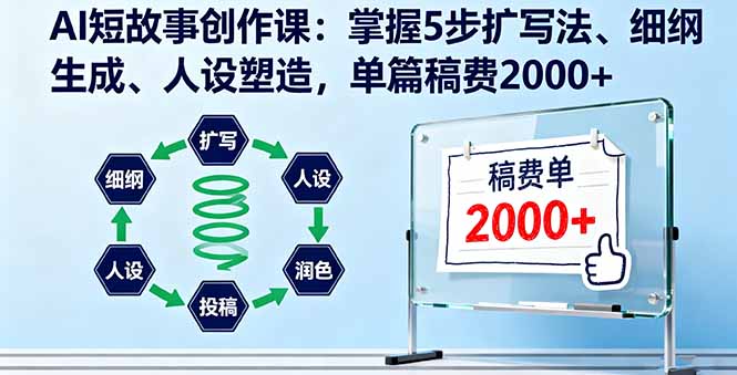 AI短故事创作课：掌握5步扩写法、细纲生成、人设塑造，单篇稿费2000+-青年网赚