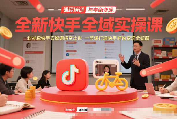 全新快手全域实操课，封神级快手实操课横空出世，一节课打通快手好物变现全链路-青年网赚