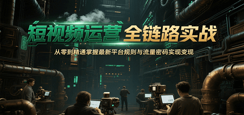 短视频运营全链路实战，从零到精通掌握最新平台规则与流量密码实现变现-青年网赚