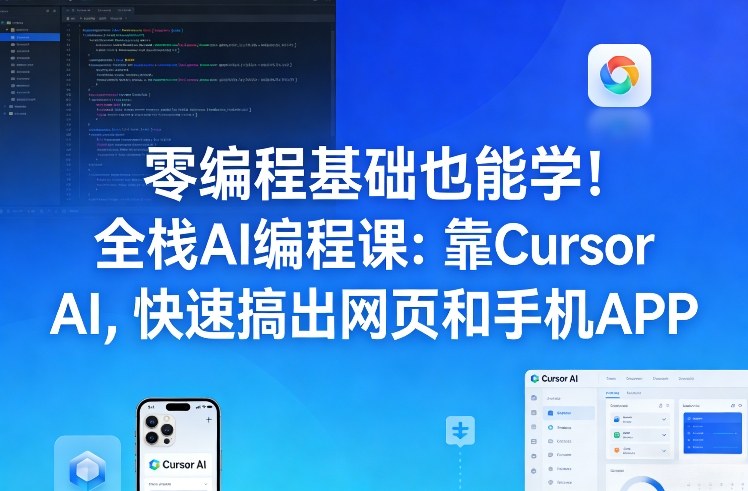 零编程基础也能学！全栈AI编程课：靠Cursor AI，快速搞出网页和手机APP-青年网赚